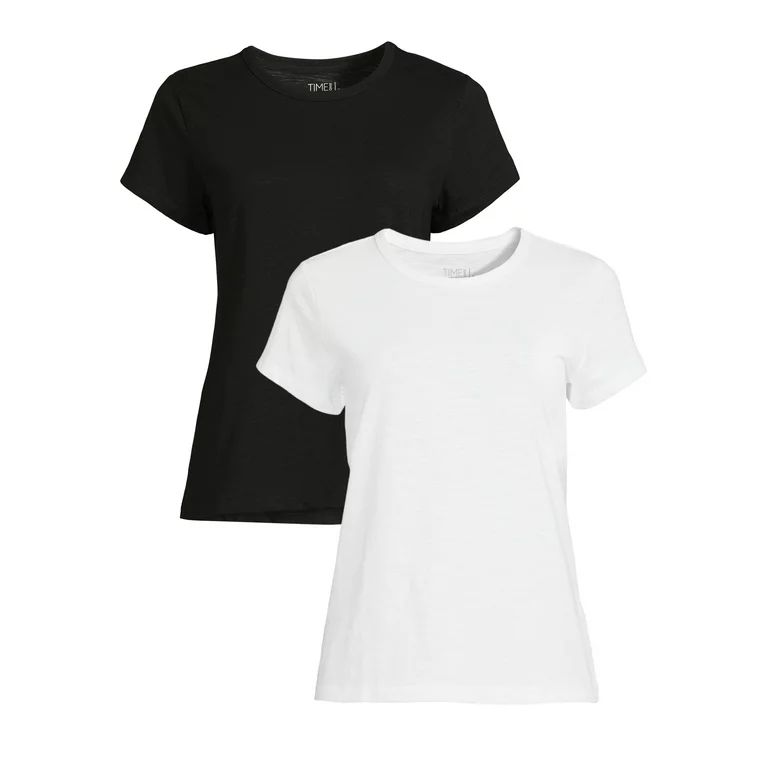 Time & Tru Women's Slub Crew T-Shirt, 2 Pack | Walmart (US)