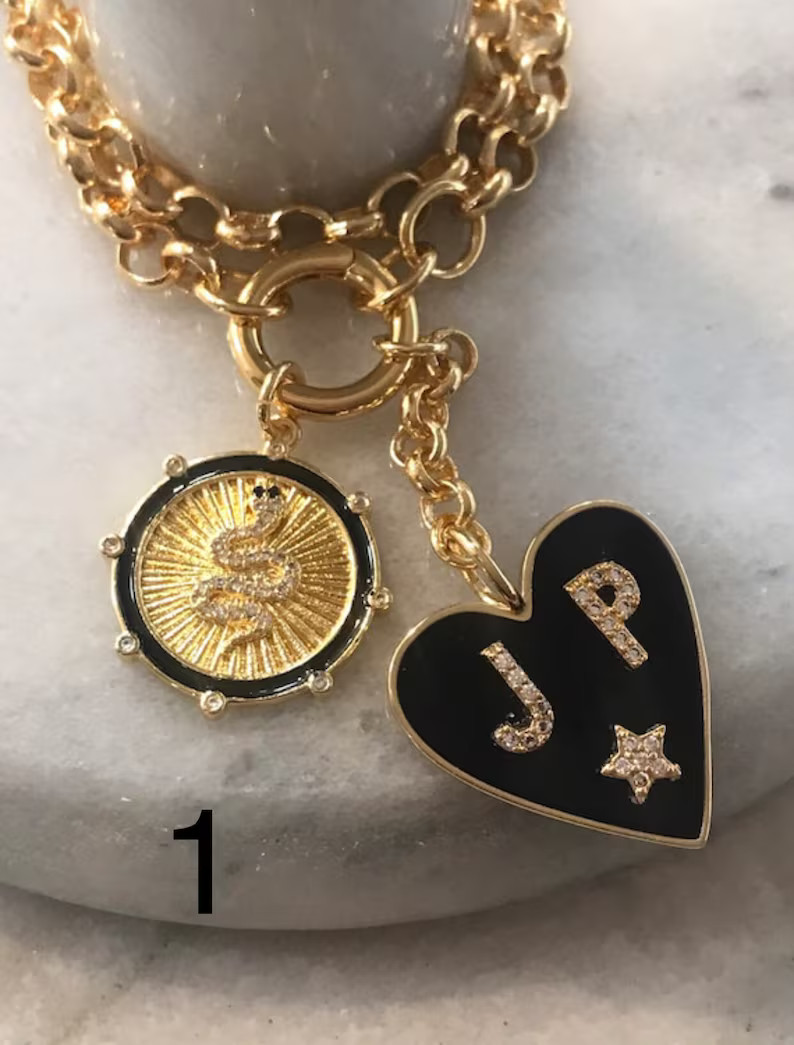 Personalized Enameled Double Pendant Necklace - Etsy | Etsy (US)