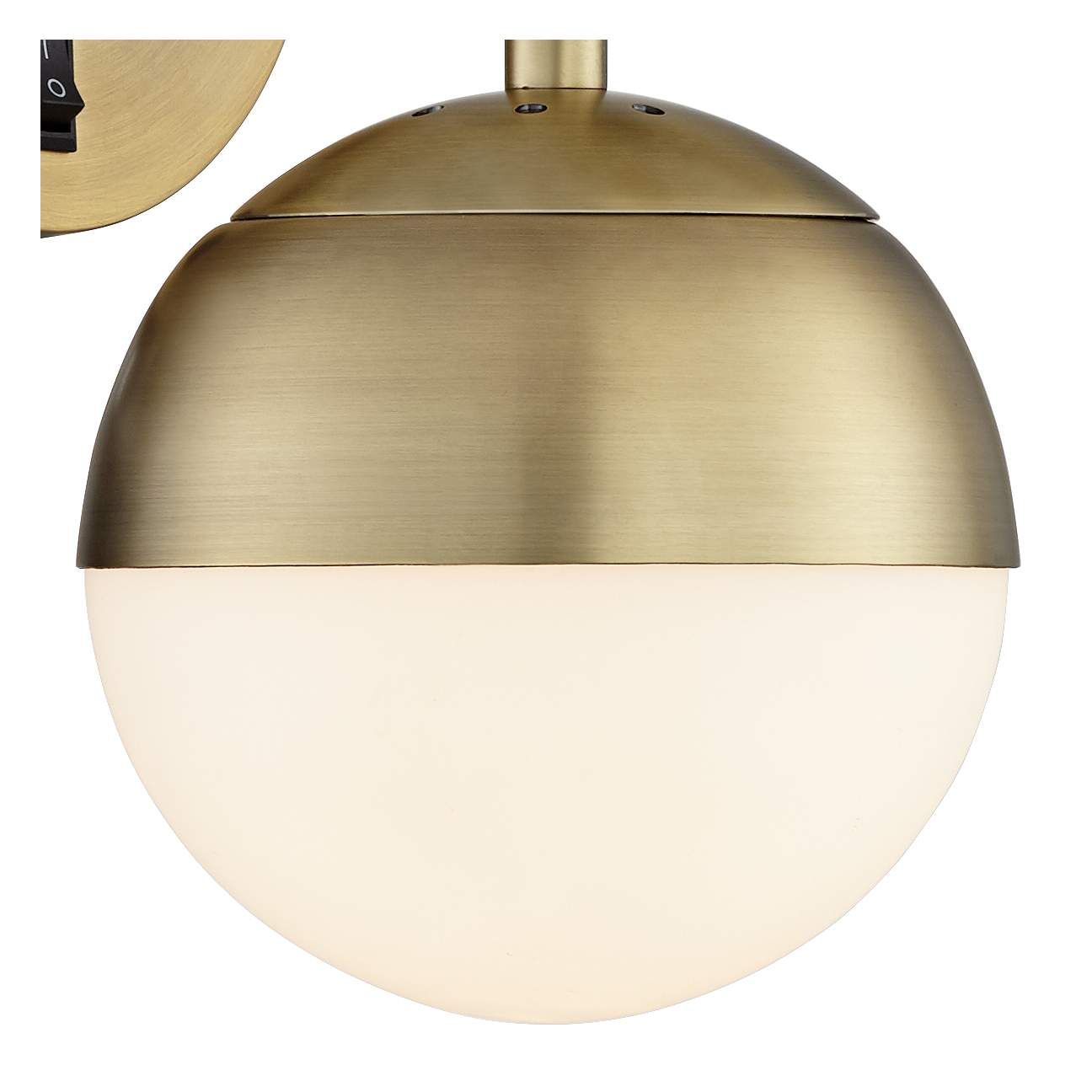Luna Antique Brass Globe Plug-In Wall Lamps Set of 2 | Lamps Plus