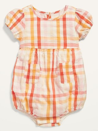 Short-Sleeve Plaid Bubble One-Piece for Baby | Old Navy (US)