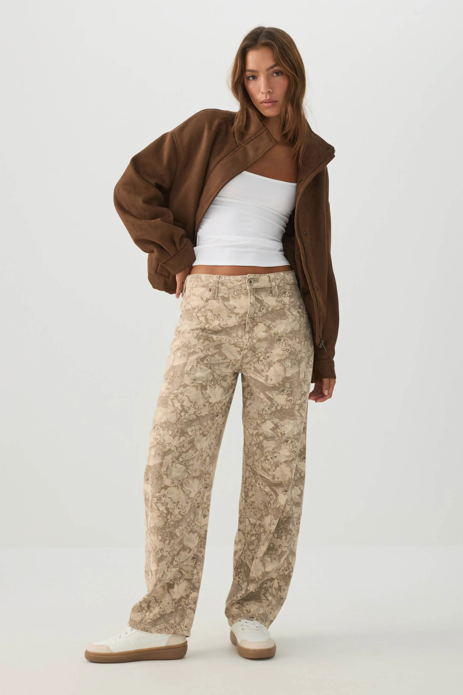 The Indie Fit High Rise Barrel Pants Beige | Ardene Canada | Ardene US