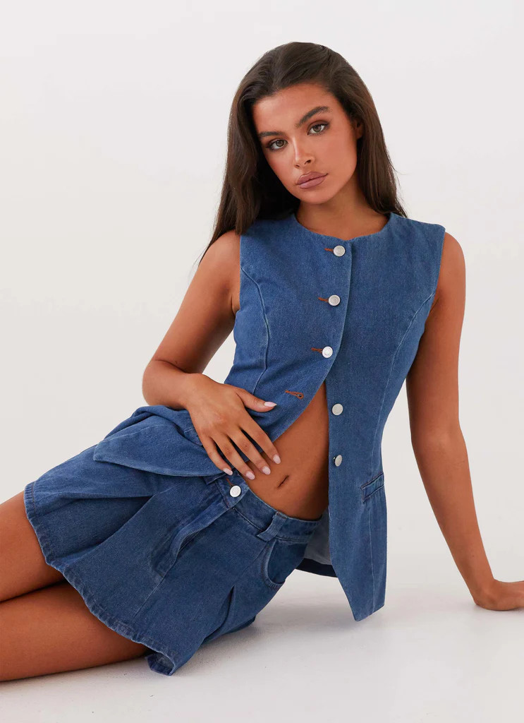 Ashlyn Denim Mini Skirt - Indigo | Peppermayo (Global)