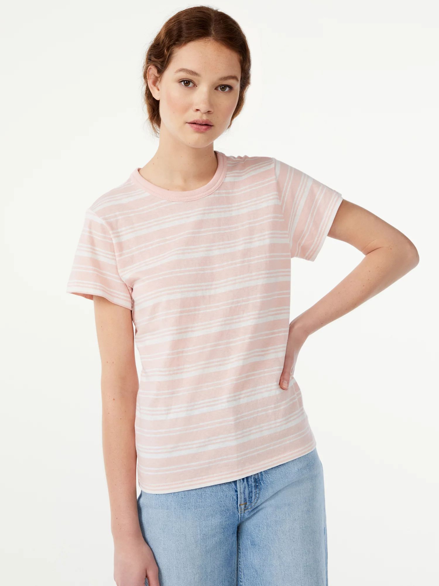 Free Assembly Women's Vintage Jersey Ringer Tee with Short Sleeves | Walmart (US)