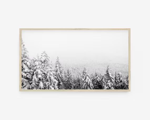 Frame TV Art, Snow Covered Pine Trees, Scandi Art, Nordic Decor, Winter Photography, Digital Art,... | Etsy (US)