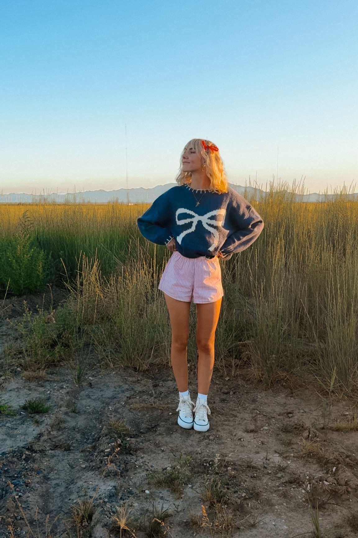 Fourth of July outfit inspo - trendy summer fit - bow sweater, stripe shorts

#LTKSummerSales #LTKSeasonal #LTKFindsUnder100