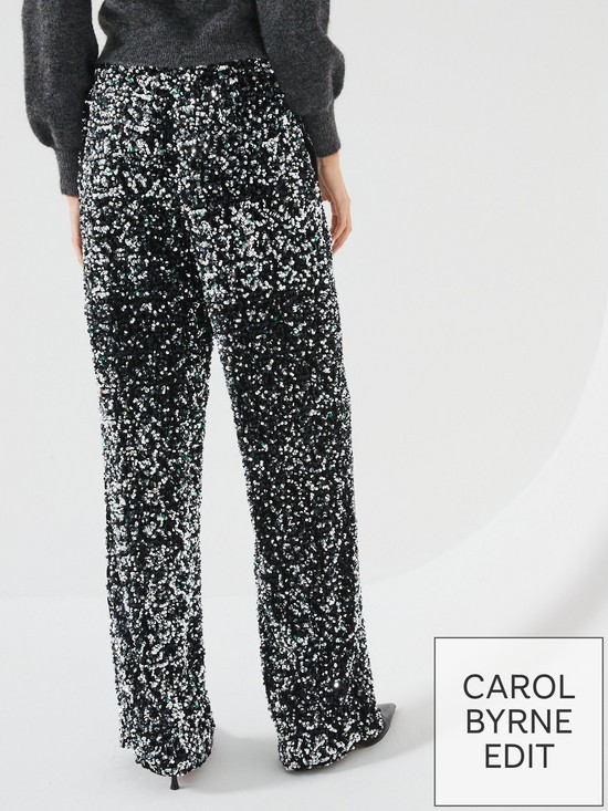 X Carol Byrne Wide Leg Sequin Jogger - Grey | Very (UK)