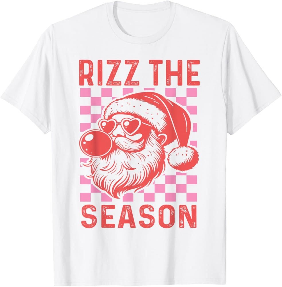 Retro Rizz The Season Funny Santa Claus Rizzler T-Shirt | Amazon (US)