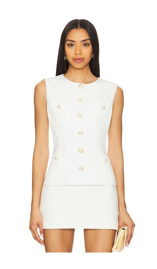 Generation Love Susanna Crepe Vest in Ivory. - size L | Revolve Clothing (Global)