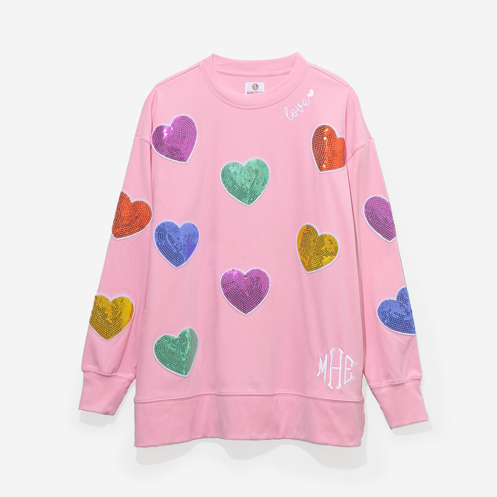 Monogrammed Sequin Hearts Sweatshirt | Marleylilly