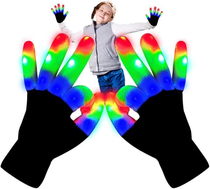 lsvgoe LED Gloves, Flashing Light Up Gloves 3 Colors 6 Modes Finger Lighting Cool Fun Autism Toys... | Amazon (US)