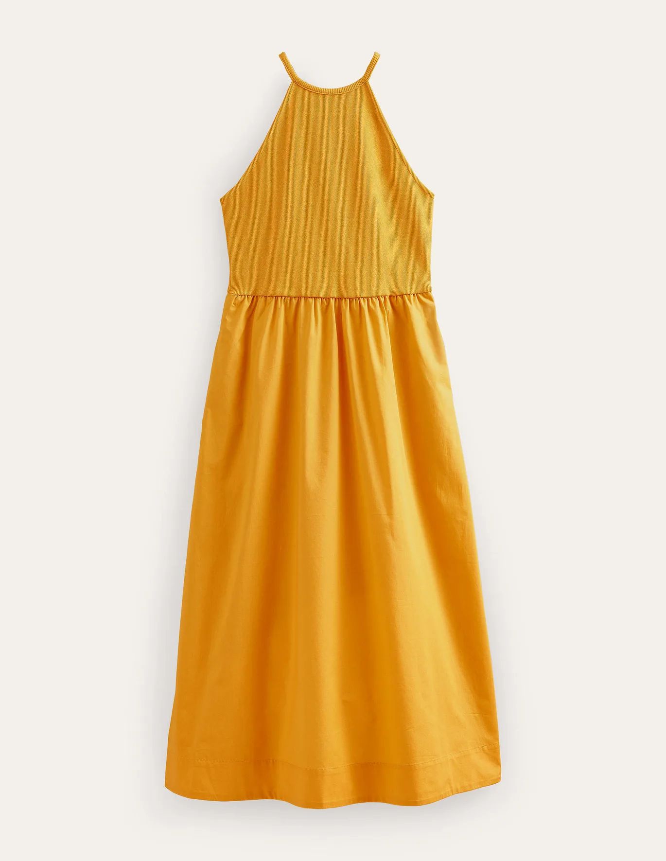 Ribbed Halterneck Midi Dress - French Marigold | Boden (US)