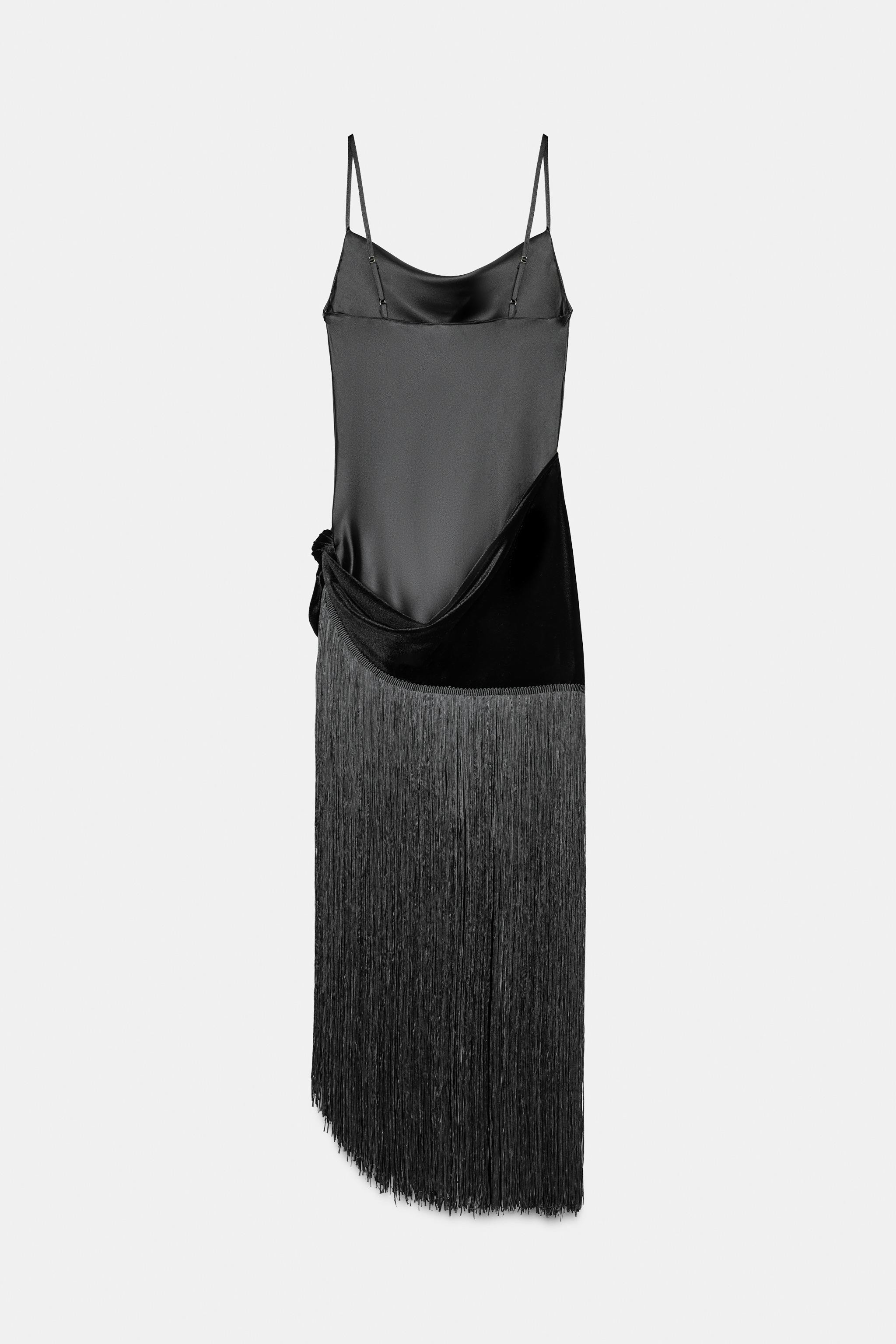 LONG DRESS WITH FRINGING | Zara UK