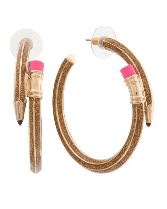 Pencil Hoop Earrings | TJ Maxx