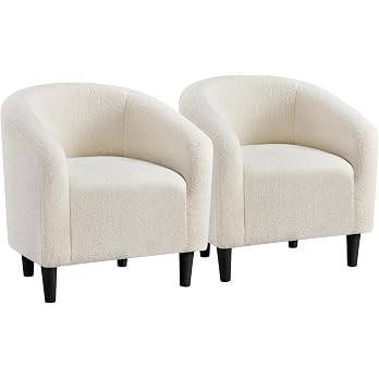 Yaheetech Compact Sherpa Accent Chairs Set of 2 for Small Spaces, Ivory | Amazon (US)