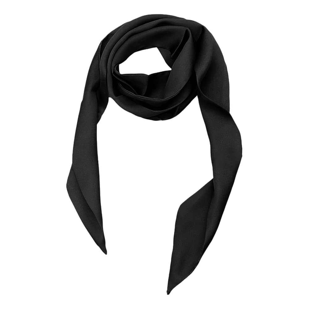 Long Satin Neckerchief Versatile Ribbon Tie Neck Scarf Solid Color Skinny Womens Tie | Amazon (US)
