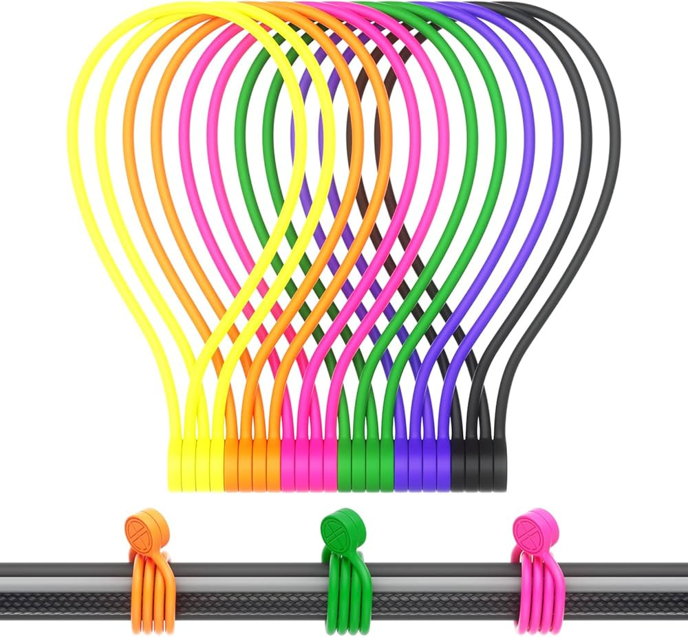 Magnetic Cable Ties Silicone 9 Inch Reusable Magnetic Twist Ties for Cord Cable Organizer and Bun... | Amazon (US)