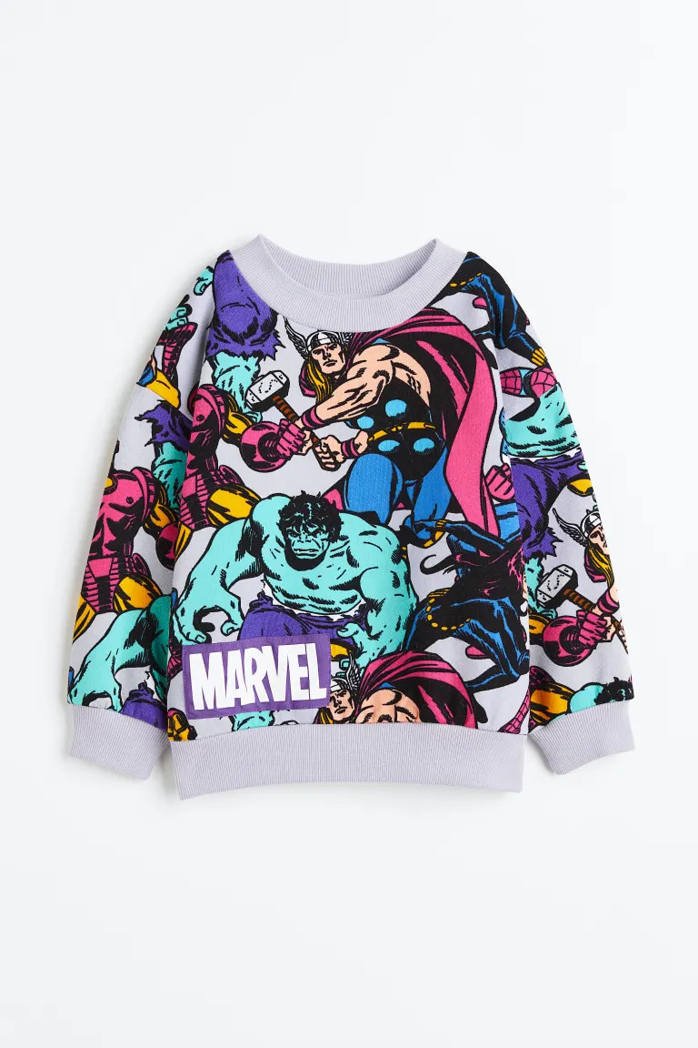 Oversized Sweatshirt - Light gray/Marvel Comics - Kids | H&M US | H&M (US + CA)