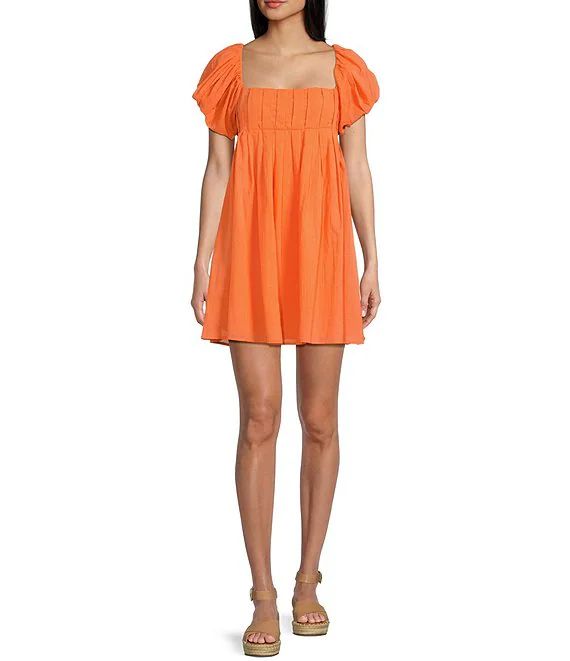 Puff Short Sleeve Tie Back Dress | Dillard's