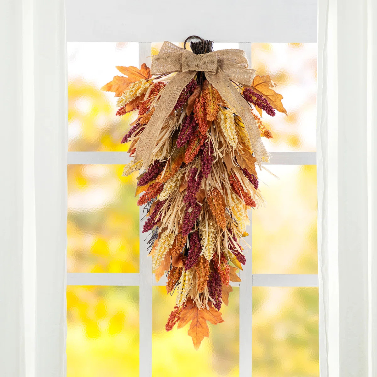 28"H Fall Multi-Colored Sorghum Teardrop | Wayfair North America