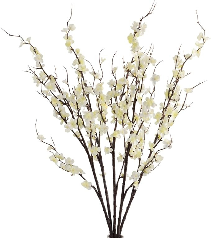 HANDIC Artificial Cherry Blossom Branches 5pack 39" Faux Flower Stems for Home Wedding Decor (5, ... | Amazon (US)