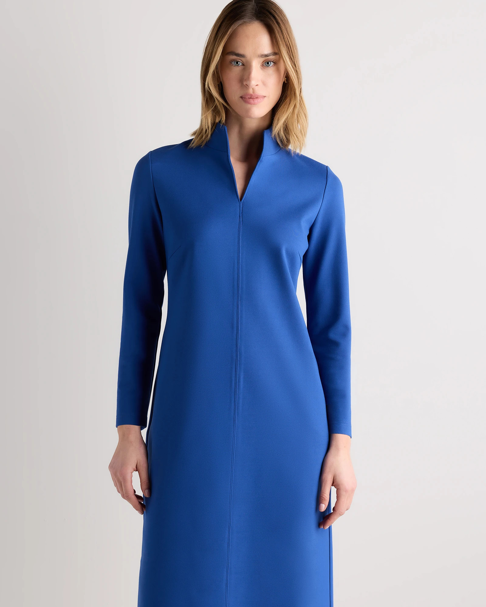 Ultra-Stretch Ponte Split Neck Mini Dress | Quince