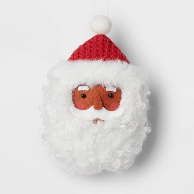 Fabric Santa Wearing Quilted Hat Christmas Tree Ornament Red/White  - Wondershop™ | Target