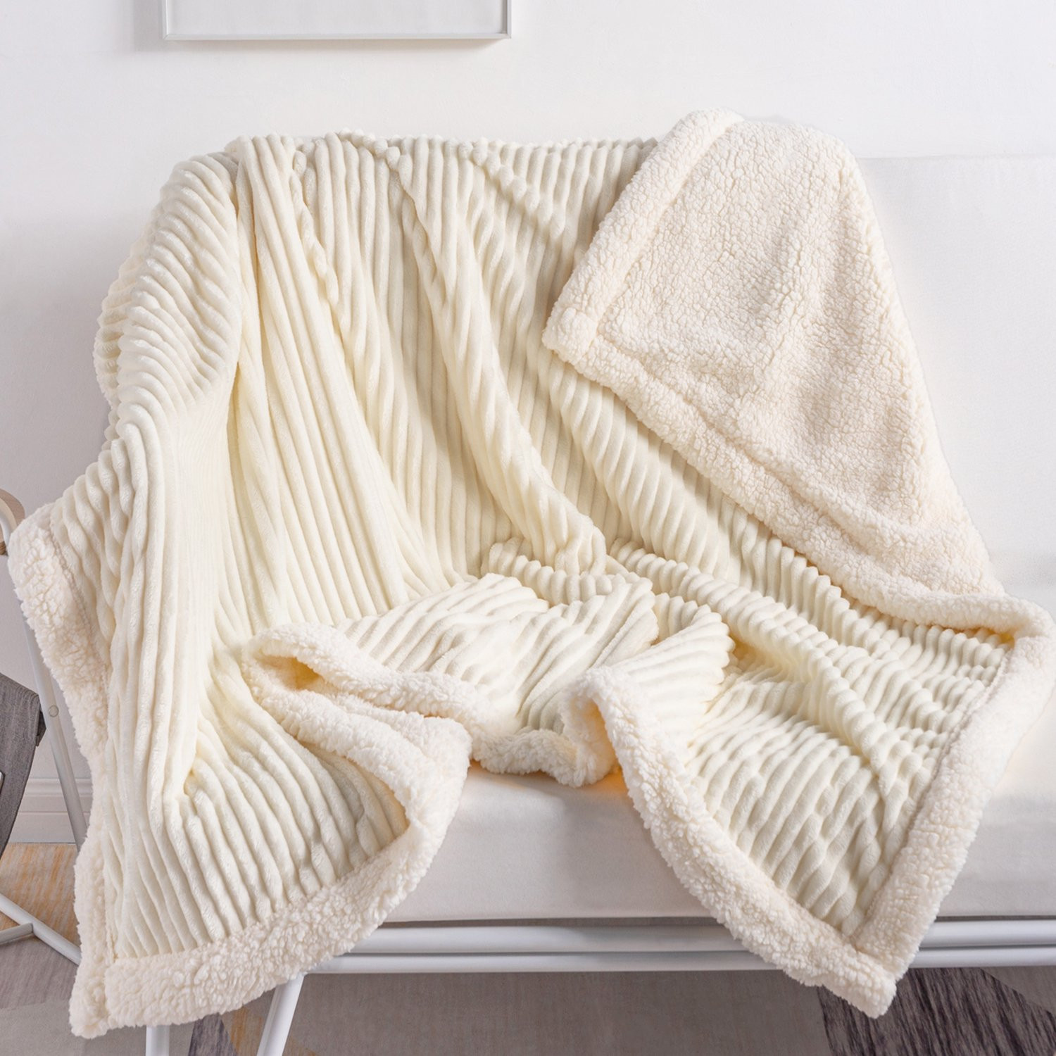 DISSA Sherpa Fleece Blanket Soft Beige Throw Blanket Cozy Plush Blankets for Couch Sofa Bed,51"x6... | Walmart (US)