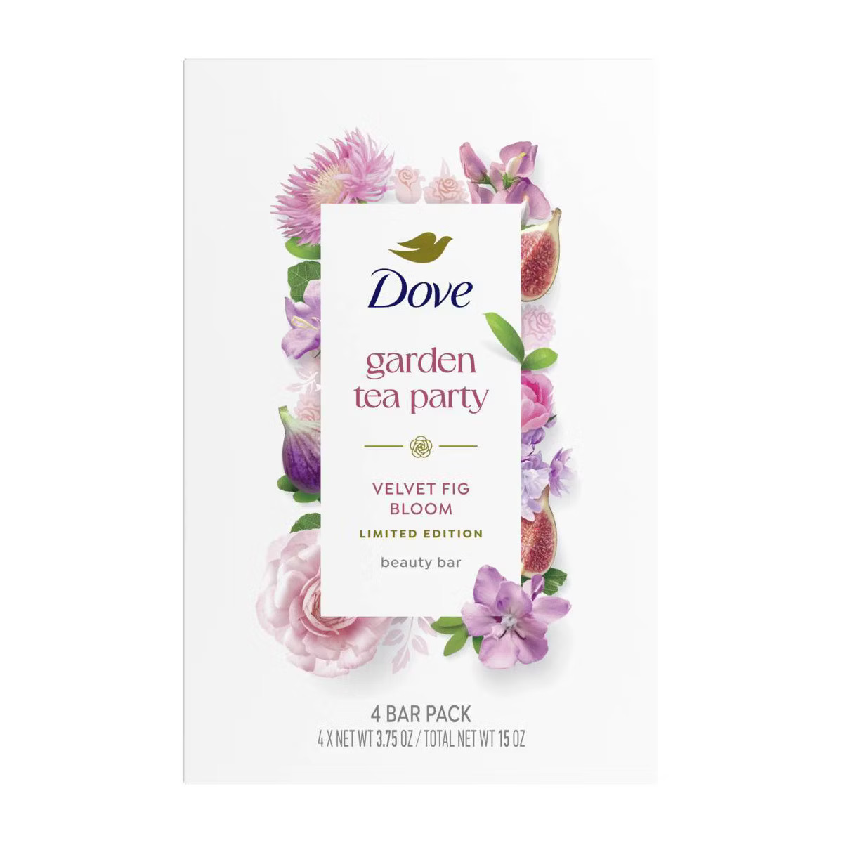 Dove Beauty Garden Tea Party Bar Soaps - Velvet Fig Bloom - Limited Edition - 15oz/4pk | Target
