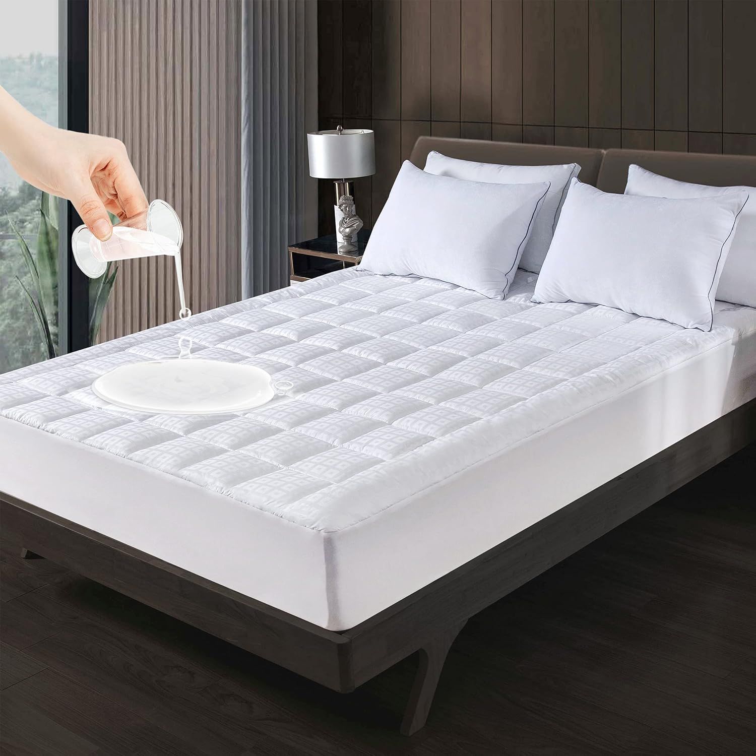 Mattress Pad Cover Full Size Cooling Mattress Topper Pillow Top Cotton Upper Layer with Polyester... | Amazon (US)