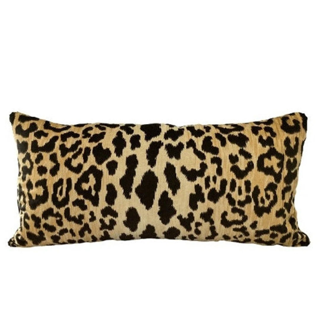 Velvet Leopard Pillow Cover // Bold Leopard Animal Print Designer Pillow Cover Lumbar Pillow 12x2... | Etsy (US)