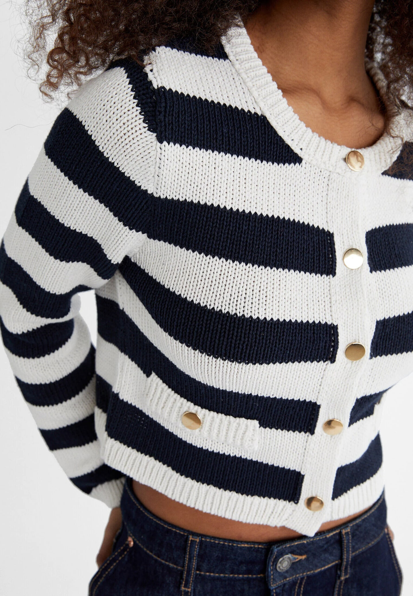 Striped knit cardigan with pockets | Stradivarius (UK)