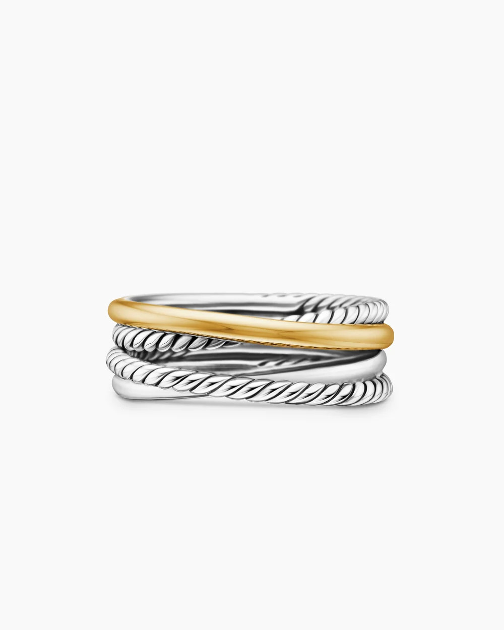 David Yurman | Crossover Band Ring in Sterling Silver with 18K Yellow Gold, 6.8mm | David Yurman