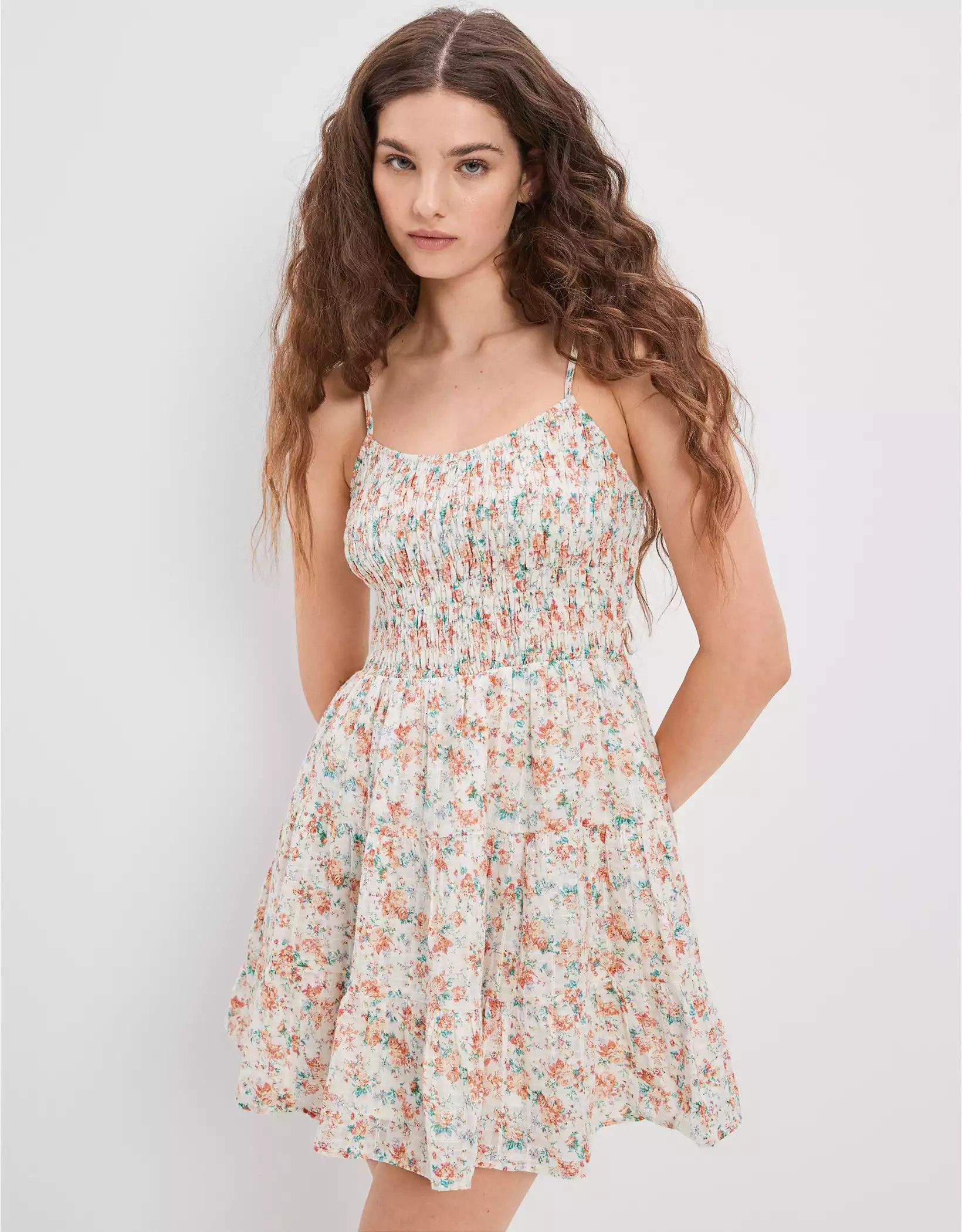AE Smocked Tiered Mini Dress / Spring Fashion / Spring Dress | American Eagle Outfitters (US & CA)