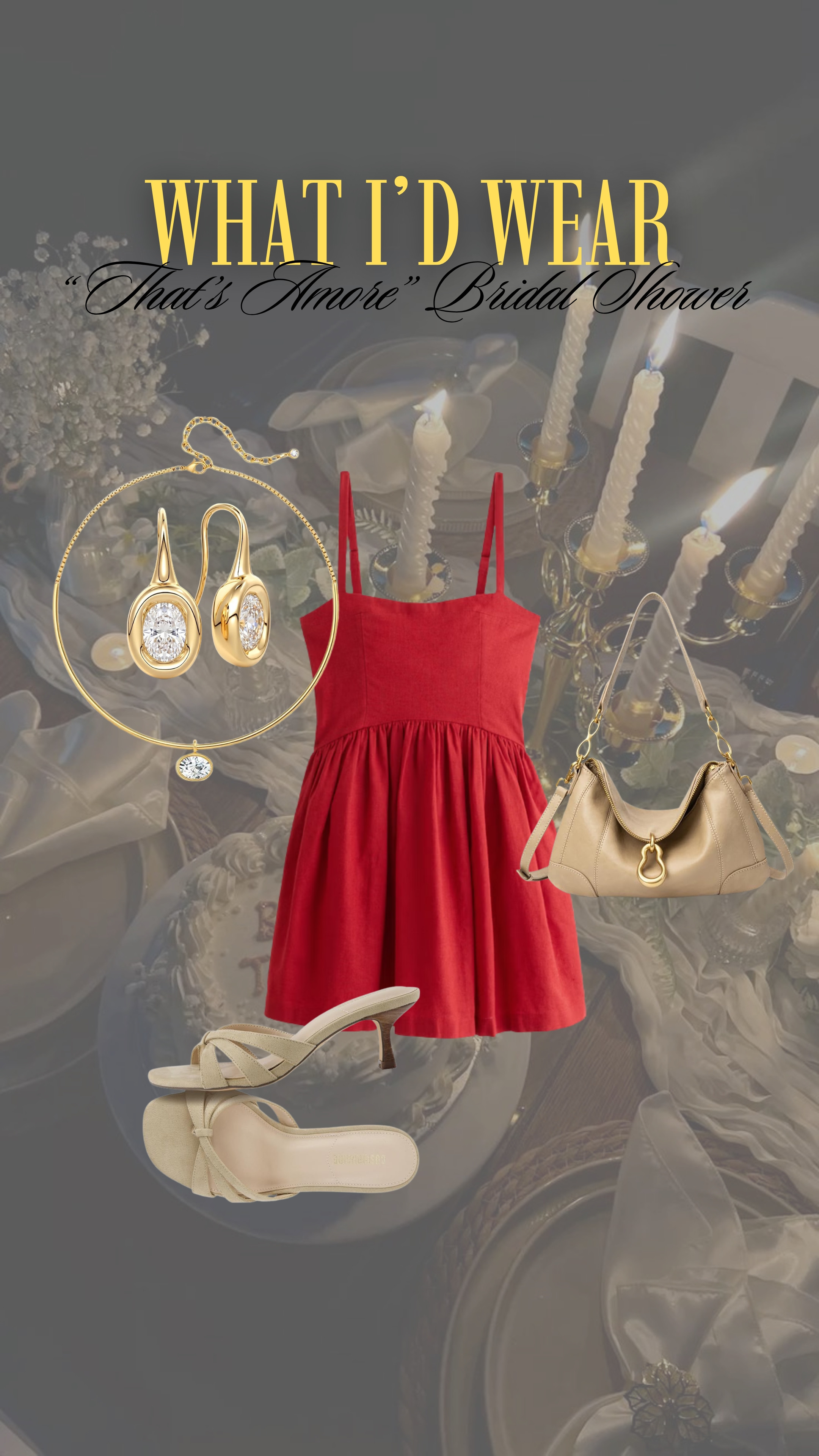 the perfect look for an italian "that's amore" themed bridal shower!! 

anti-pooch outfits, short dress, gold jewelry 

 #LTKgrwm #LTKootd #LTKMidsize