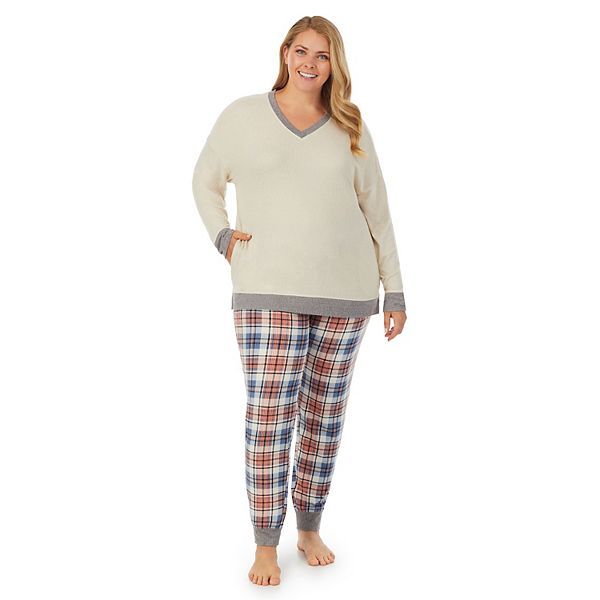 Plus Size Cuddl Duds® Sweater Knit V-Neck Pajama Top and Banded Bottom Pajama Pants | Kohl's
