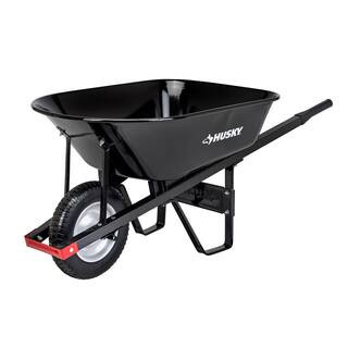 6 cu. ft. Steel Wheelbarrow with 8 in. Flat-Free Tires | The Home Depot