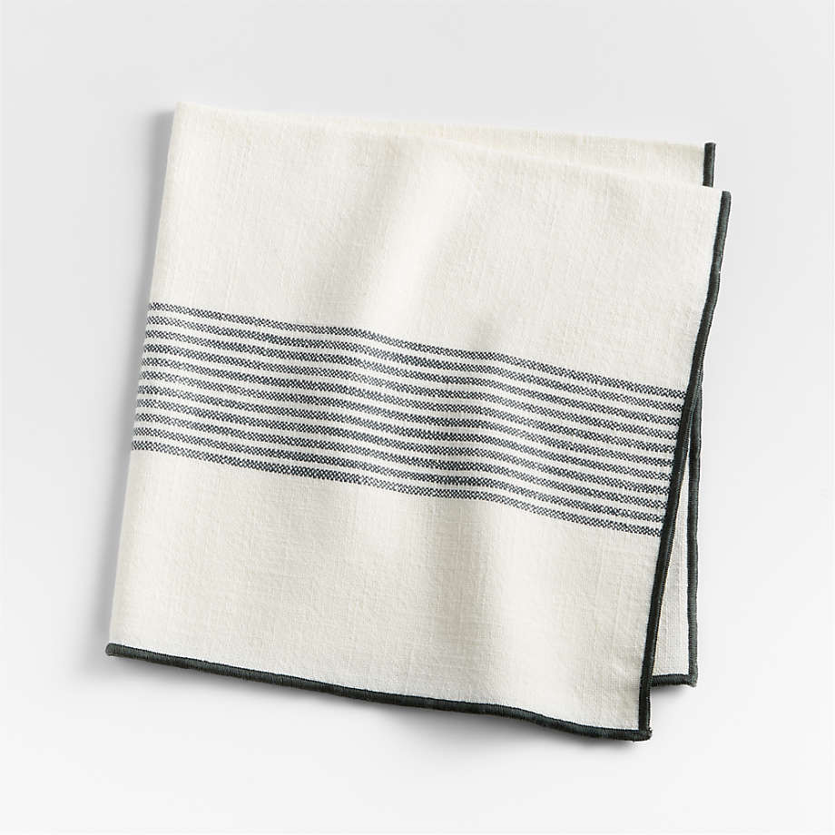 Mercer Red-Striped Merrow-Stitch Organic Cotton Christmas Napkin | Crate & Barrel | Crate & Barrel