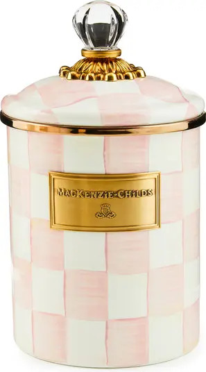 MACKENZIE CHILDS Rosy Check Enameled Steel Medium Canister | Nordstrom | Nordstrom