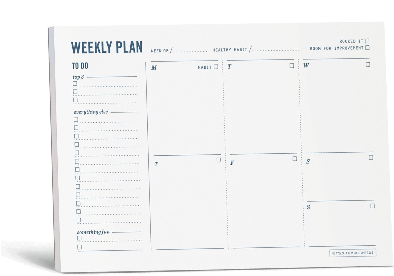 Two Tumbleweeds Weekly Planner Pad - Undated 6x9" Weekly To-Do List Notepad with Calendar and Tas... | Amazon (US)