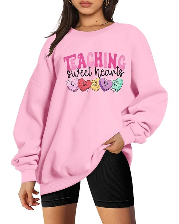 LUKYCILD Valentines Sweatshirts for Women Teacher Valentines Day Shirt Cute Sweet Hearts Grahic P... | Amazon (US)