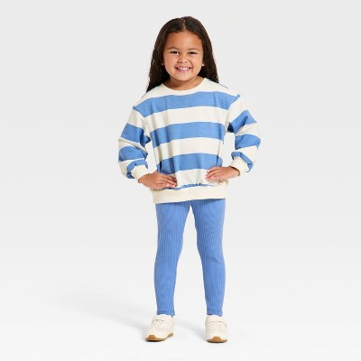Toddler Girls' Striped Sweatshirt and Pants Set - Cat & Jack™ Blue 3T | Target