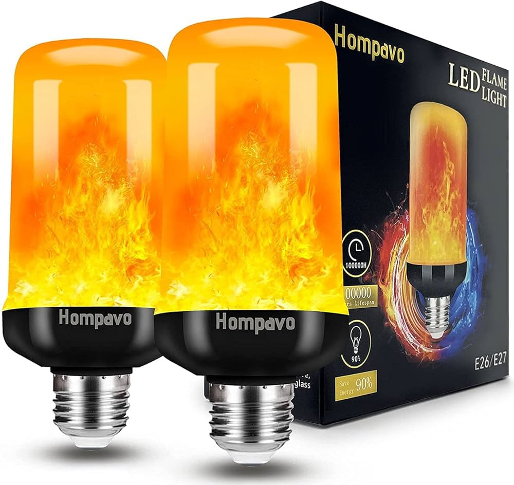 Hompavo 【Upgraded】 LED Flame Light Bulbs, 4 Modes Flickering Light Bulbs with Upside Down Eff... | Amazon (US)