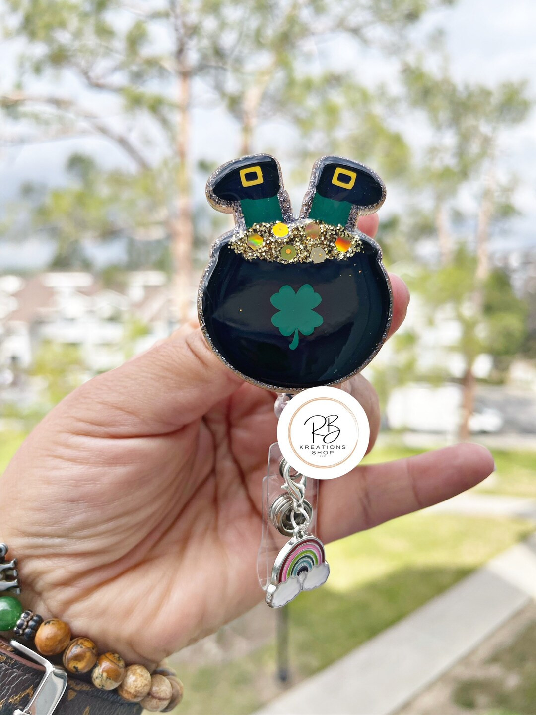 Pot of Gold badge reel | St. Patty’s Day | glitter badge reel | St. Patrick’s Day Badge Holde... | Etsy (US)