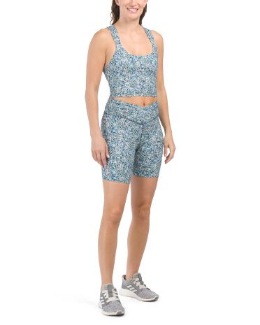 Strappy Printed Bra And Seamed Cross Waist Shorts Collection | TJ Maxx