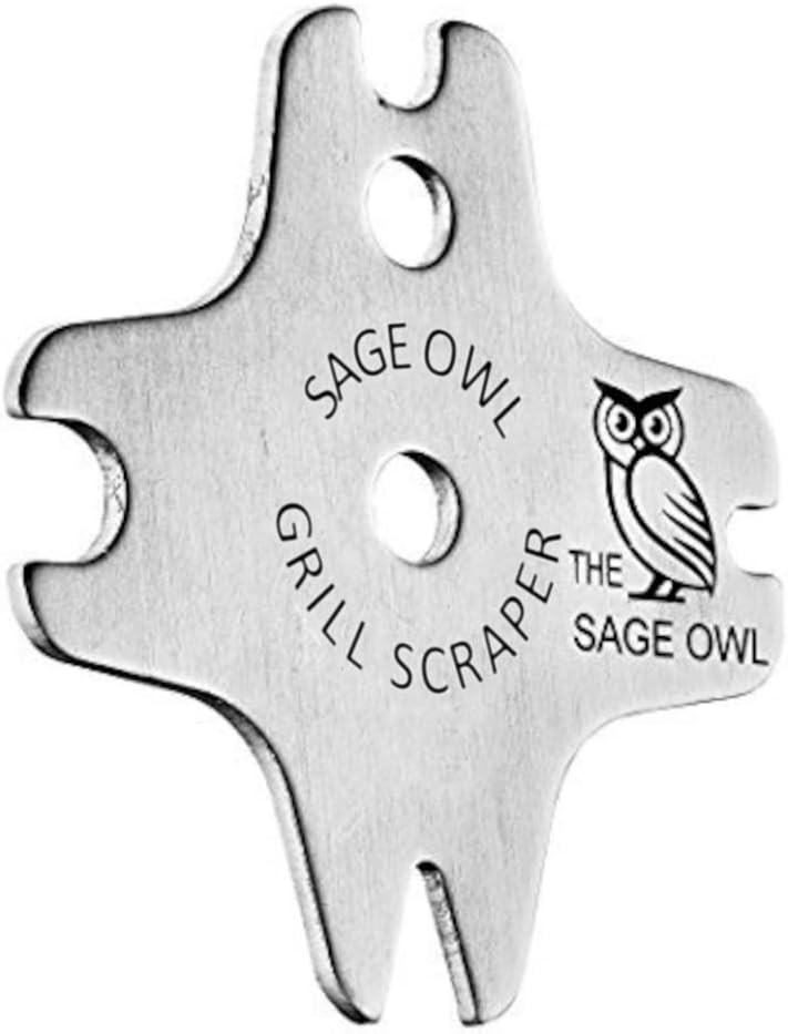 Sage Owl BBQ Grill Scraper for Outdoor Grill - Stainless Steel Bristle-Free BBQ Grill Cleaner Too... | Amazon (US)