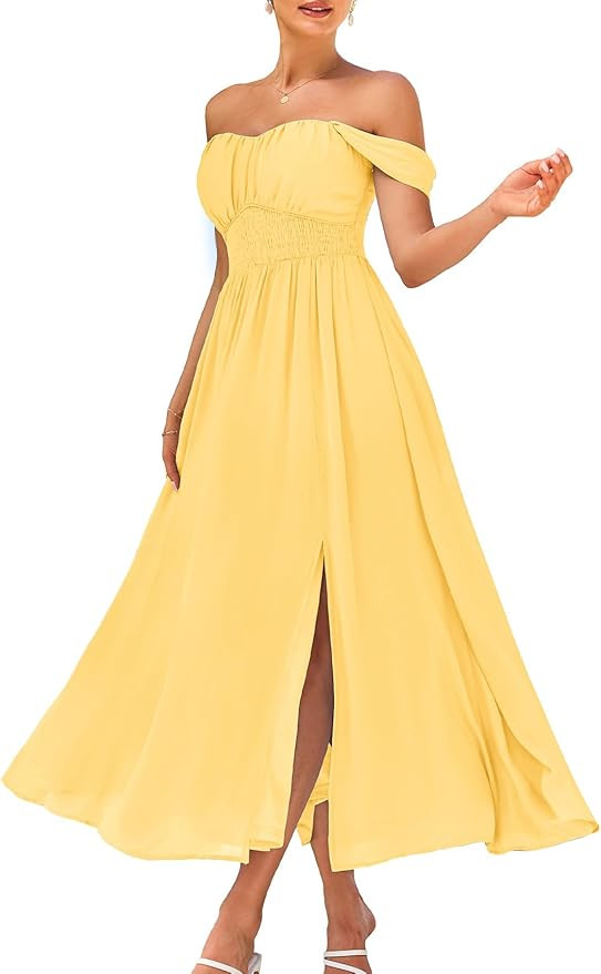 GRACE KARIN 2026 Women's Summer Floral Print Flowy A Line Maxi Dresses Sleeveless Smocked Off Sho... | Amazon (US)