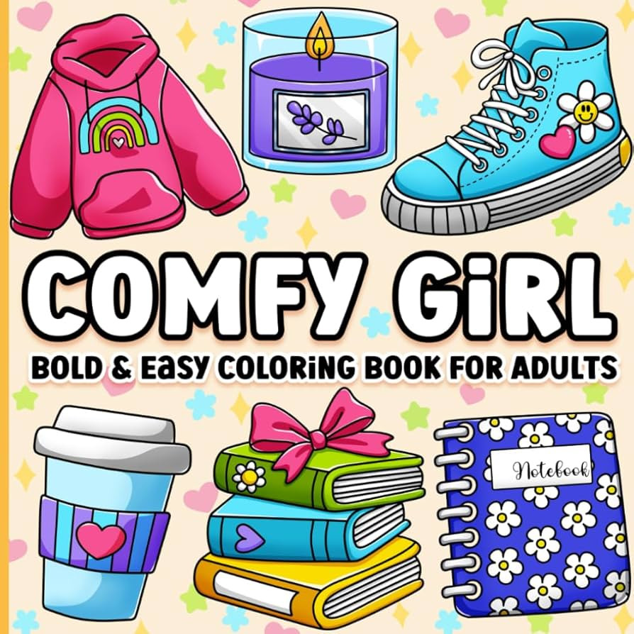 Bold and Easy Coloring Book for Adults: Comfy Girl Cute, Simple and Cozy Designs for Women for Re... | Amazon (US)
