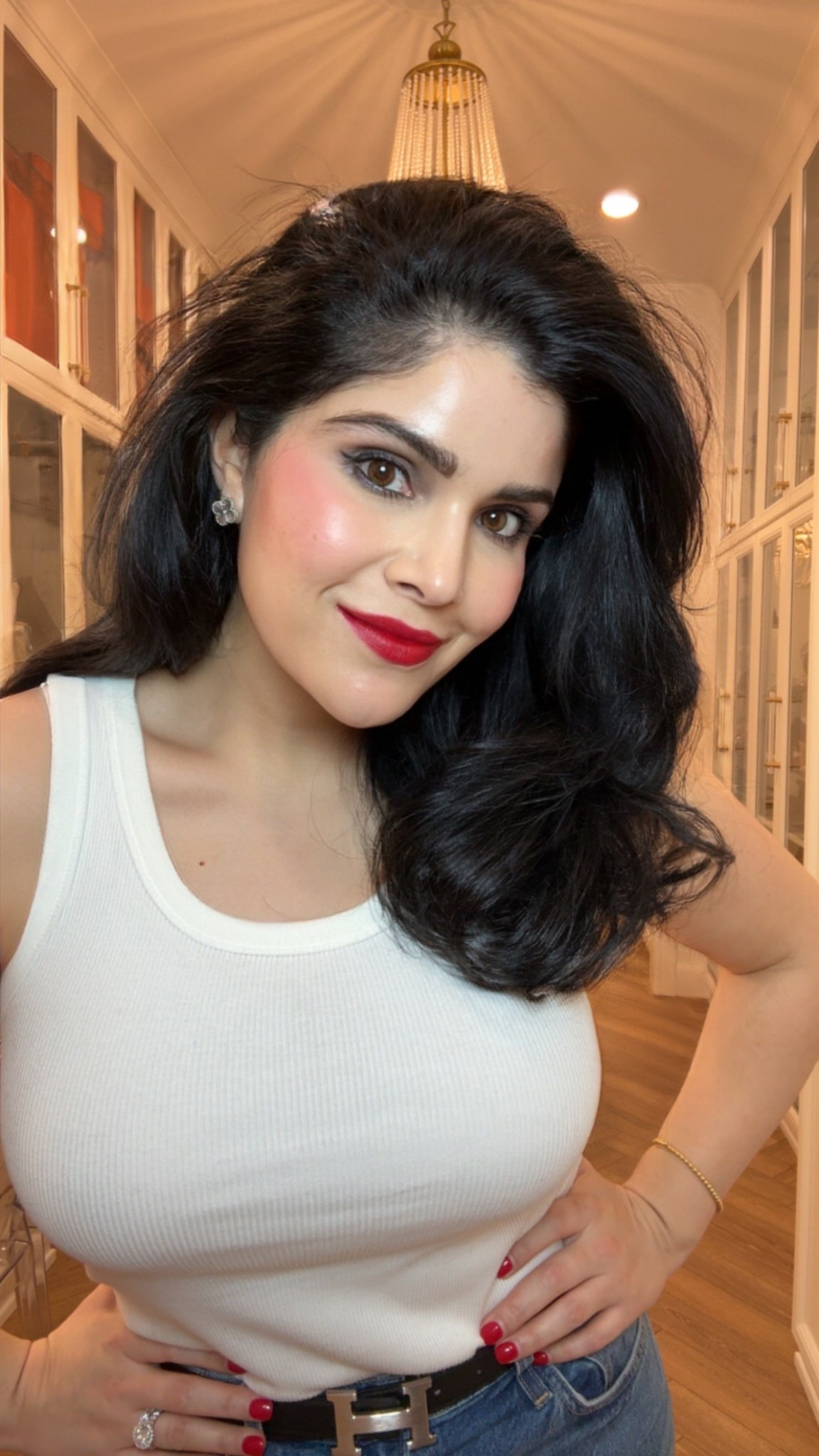 Today’s makeup look by 
Makeup by Mario blush
Rare beauty foundation
Lancôme mascara
Covergirl eyeshadow
Chanel eyeliner
Chanel lipliner 
Milani lipstick 
Red lipstick 

#LTKootd #LTKdayinmylife #LTKGiftGuide