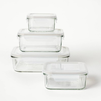 8pc (Set of 4) Glass Food Storage Container Set Clear - Figmint™: Freezer, Dishwasher & Microwave Safe | Target