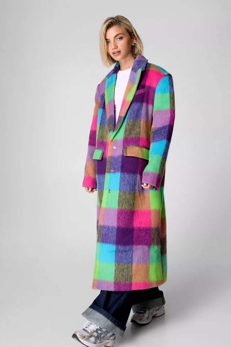 Multi Check Single Breasted Tailored Coat | Nasty Gal US